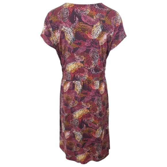 Garnet Hill Stretch Knit Dress V Neck Womens 12 Burgundy Purple Short Sleeve - Picture 4 of 13